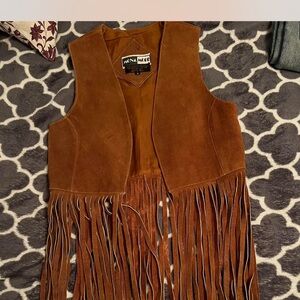 Brown Fringe Suede Vest